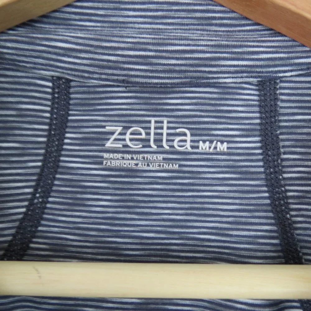 ZELLA Women's Gray-Blue Space Dyed 1/4 Zip Long Sleeve Running Top M